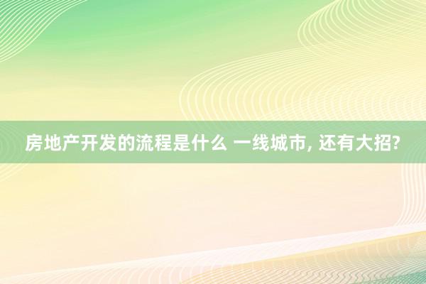 房地产开发的流程是什么 一线城市, 还有大招?