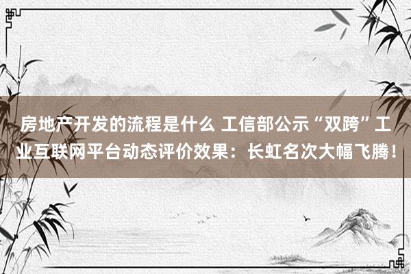 房地产开发的流程是什么 工信部公示“双跨”工业互联网平台动态评价效果：长虹名次大幅飞腾！