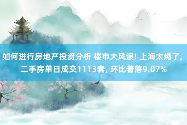 如何进行房地产投资分析 楼市大风浪! 上海太燃了, 二手房单日成交1113套, 环比着落9.07%