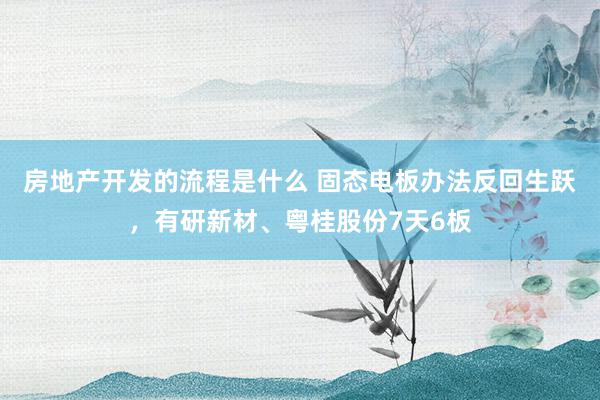 房地产开发的流程是什么 固态电板办法反回生跃，有研新材、粤桂股份7天6板