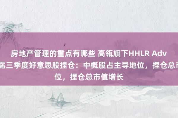 房地产管理的重点有哪些 高瓴旗下HHLR Advisors流露三季度好意思股捏仓：中概股占主导地位，捏仓总市值增长