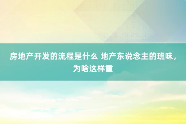 房地产开发的流程是什么 地产东说念主的班味，为啥这样重