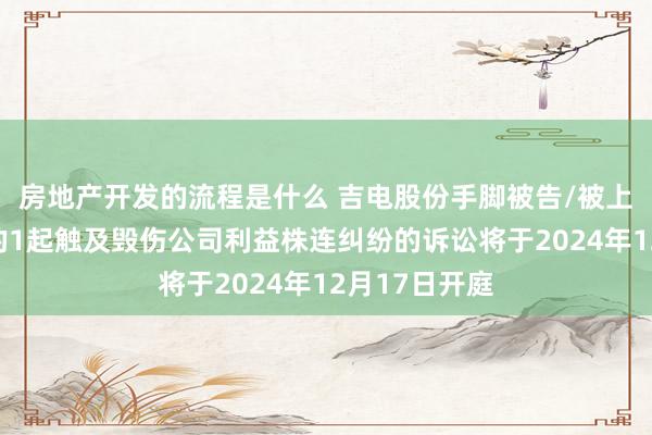 房地产开发的流程是什么 吉电股份手脚被告/被上诉东说念主的1起触及毁伤公司利益株连纠纷的诉讼将于2024年12月17日开庭