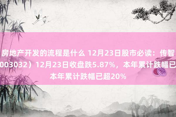 房地产开发的流程是什么 12月23日股市必读：传智素养（003032）12月23日收盘跌5.87%，本年累计跌幅已超20%