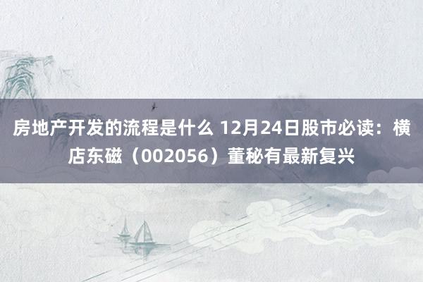 房地产开发的流程是什么 12月24日股市必读：横店东磁（002056）董秘有最新复兴