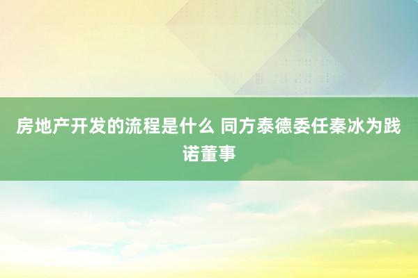 房地产开发的流程是什么 同方泰德委任秦冰为践诺董事