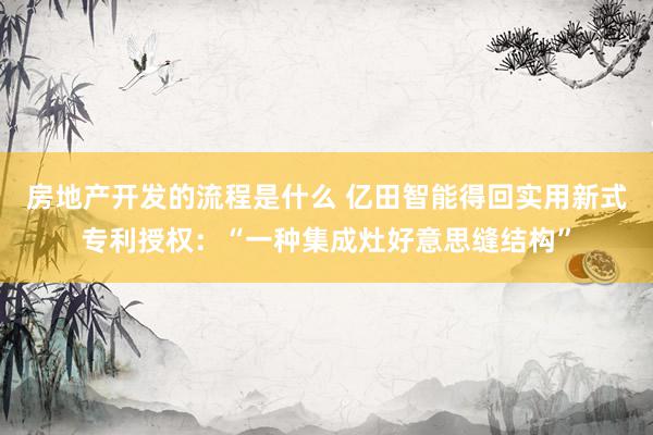 房地产开发的流程是什么 亿田智能得回实用新式专利授权：“一种集成灶好意思缝结构”