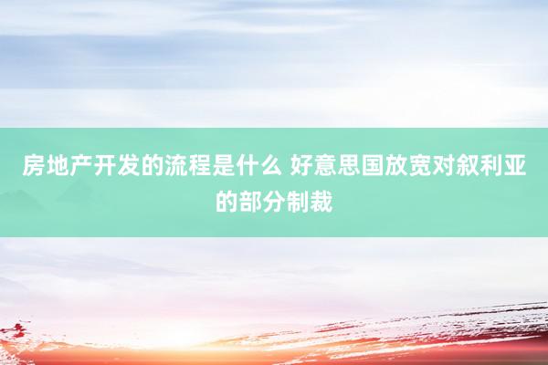 房地产开发的流程是什么 好意思国放宽对叙利亚的部分制裁