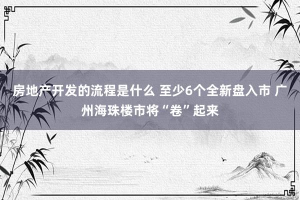 房地产开发的流程是什么 至少6个全新盘入市 广州海珠楼市将“卷”起来