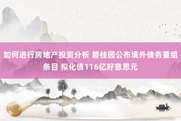 如何进行房地产投资分析 碧桂园公布境外债务重组条目 拟化债116亿好意思元