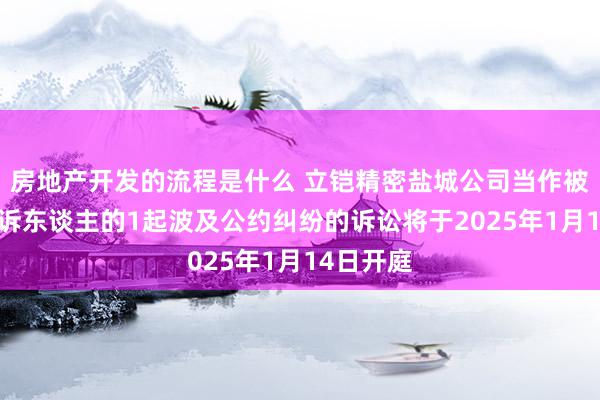 房地产开发的流程是什么 立铠精密盐城公司当作被告/被上诉东谈主的1起波及公约纠纷的诉讼将于2025年1月14日开庭