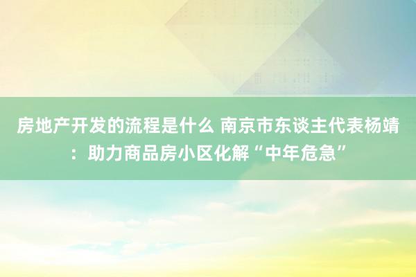 房地产开发的流程是什么 南京市东谈主代表杨靖：助力商品房小区化解“中年危急”