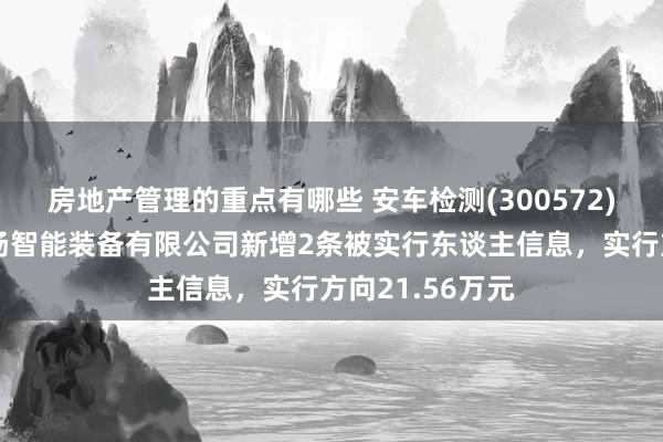 房地产管理的重点有哪些 安车检测(300572)控股的广东永扬智能装备有限公司新增2条被实行东谈主信息，实行方向21.56万元