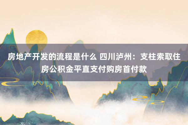 房地产开发的流程是什么 四川泸州：支柱索取住房公积金平直支付购房首付款