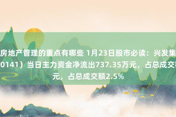 房地产管理的重点有哪些 1月23日股市必读：兴发集团（600141）当日主力资金净流出737.35万元，占总成交额2.5%