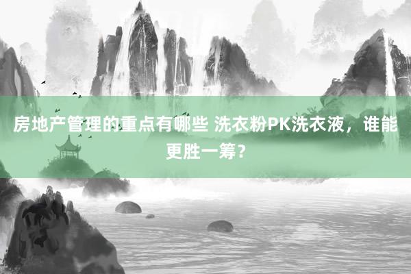 房地产管理的重点有哪些 洗衣粉PK洗衣液，谁能更胜一筹？