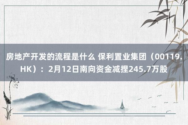 房地产开发的流程是什么 保利置业集团（00119.HK）：2月12日南向资金减捏245.7万股