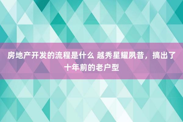 房地产开发的流程是什么 越秀星耀夙昔，搞出了十年前的老户型