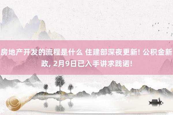 房地产开发的流程是什么 住建部深夜更新! 公积金新政, 2月9日已入手讲求践诺!