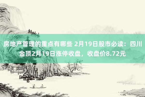 房地产管理的重点有哪些 2月19日股市必读：四川金顶2月19日涨停收盘，收盘价8.72元