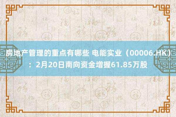 房地产管理的重点有哪些 电能实业（00006.HK）：2月20日南向资金增握61.85万股