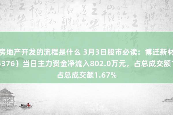 房地产开发的流程是什么 3月3日股市必读：博迁新材（605376）当日主力资金净流入802.0万元，占总成交额1.67%