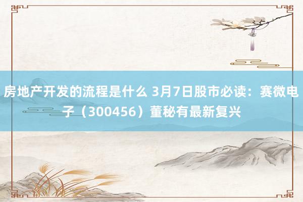 房地产开发的流程是什么 3月7日股市必读：赛微电子（300456）董秘有最新复兴