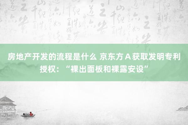 房地产开发的流程是什么 京东方Ａ获取发明专利授权：“裸出面板和裸露安设”